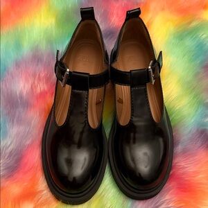 Zara Black Patent Mary Jane Loafers